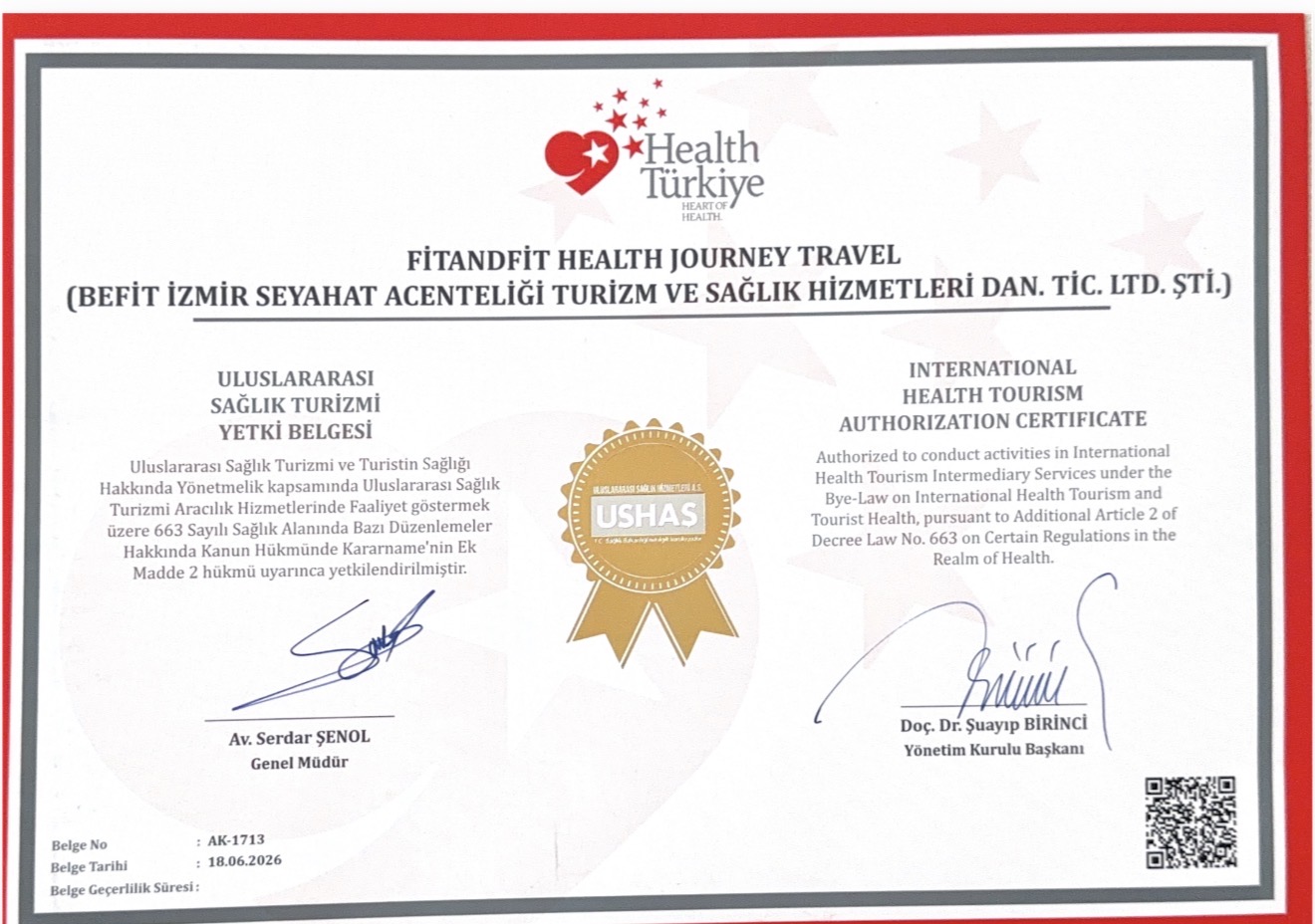 Health Tourism Authorization Certificate